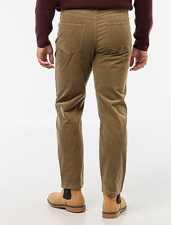 Pantalon regular fit en velours uni