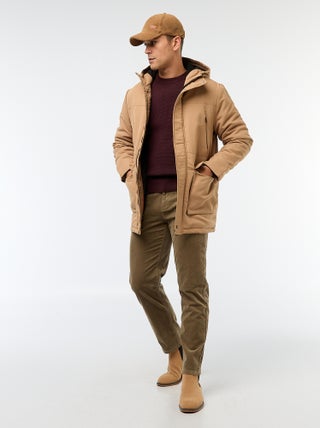 Pantalon regular fit en velours uni