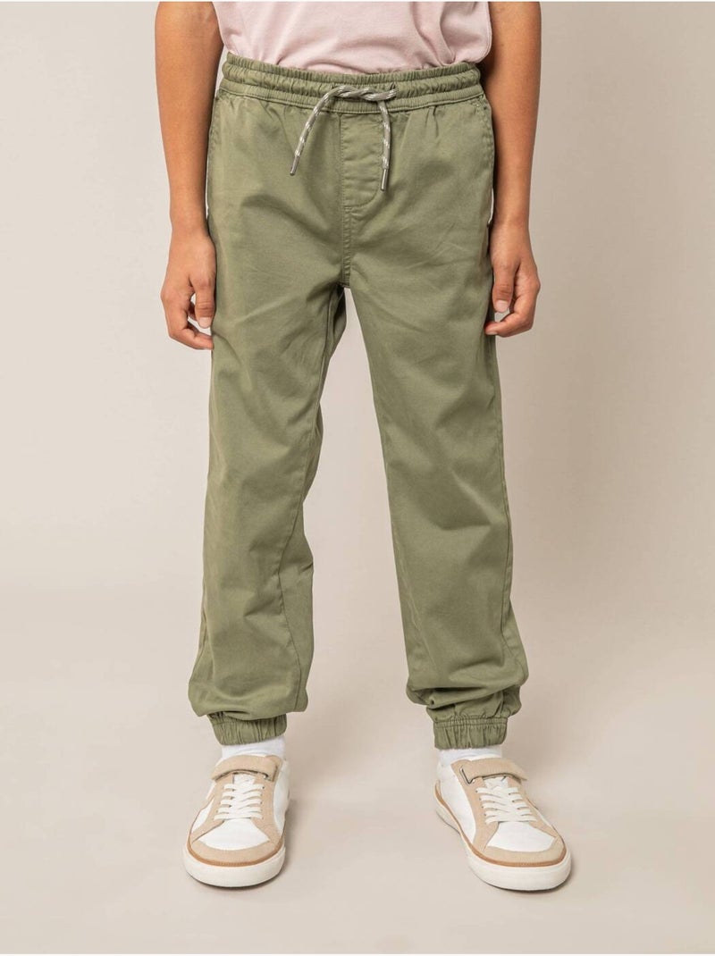 Pantalon régular garçon en coton 'Deeluxe' Vert kaki clair - Kiabi