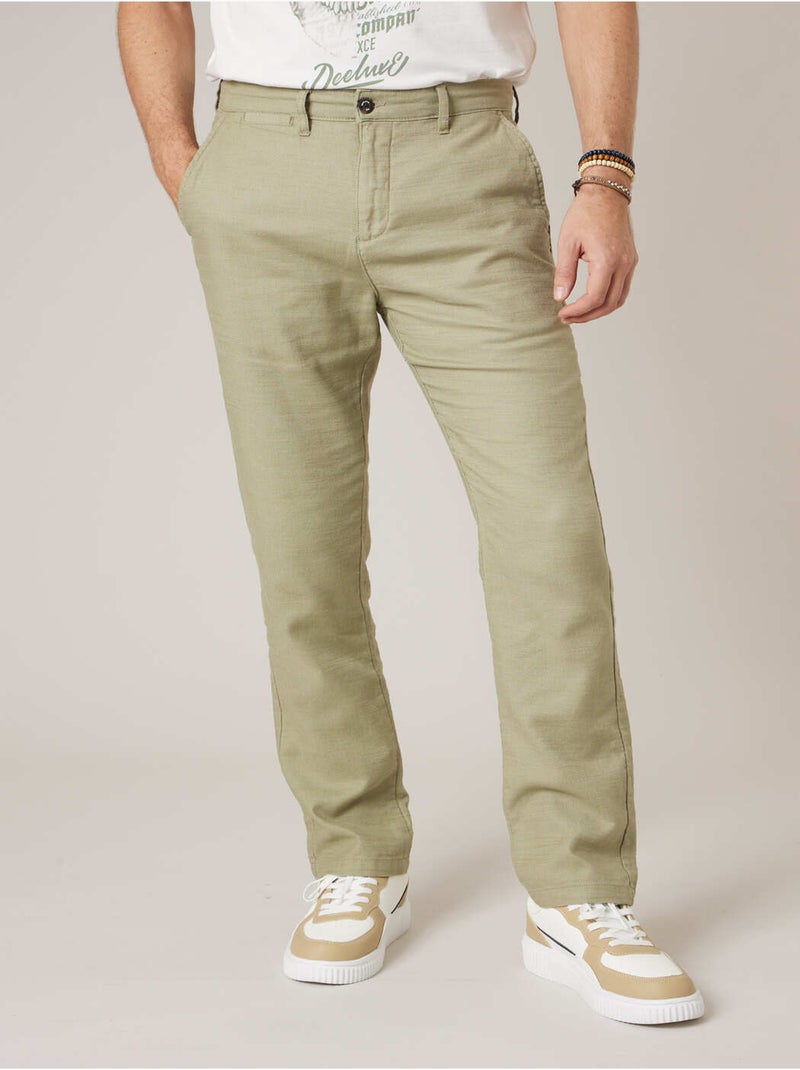 Pantalon régular homme en 100% coton 'Deeluxe' Vert clair - Kiabi