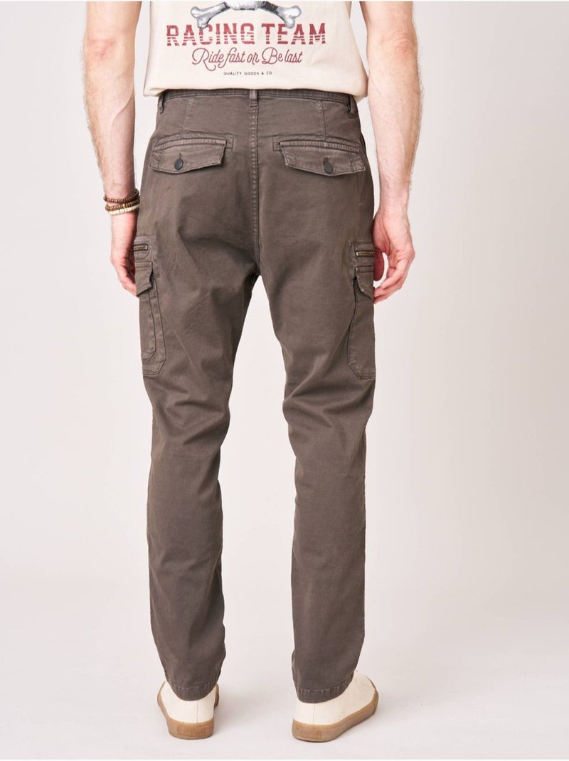 Pantalon regular homme en coton 'deeluxe' Marron foncé - Kiabi