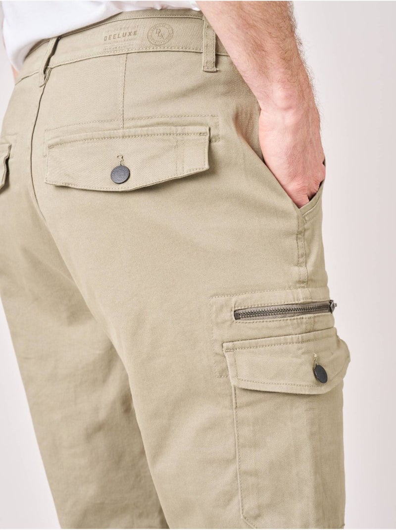 Pantalon regular homme en coton 'Deeluxe' Vert kaki clair - Kiabi