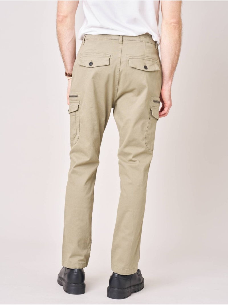 Pantalon regular homme en coton 'Deeluxe' Vert kaki clair - Kiabi