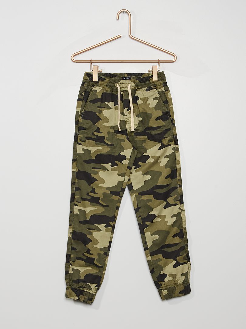 Pantalon regular imprimé 'camouflage' kaki - Kiabi