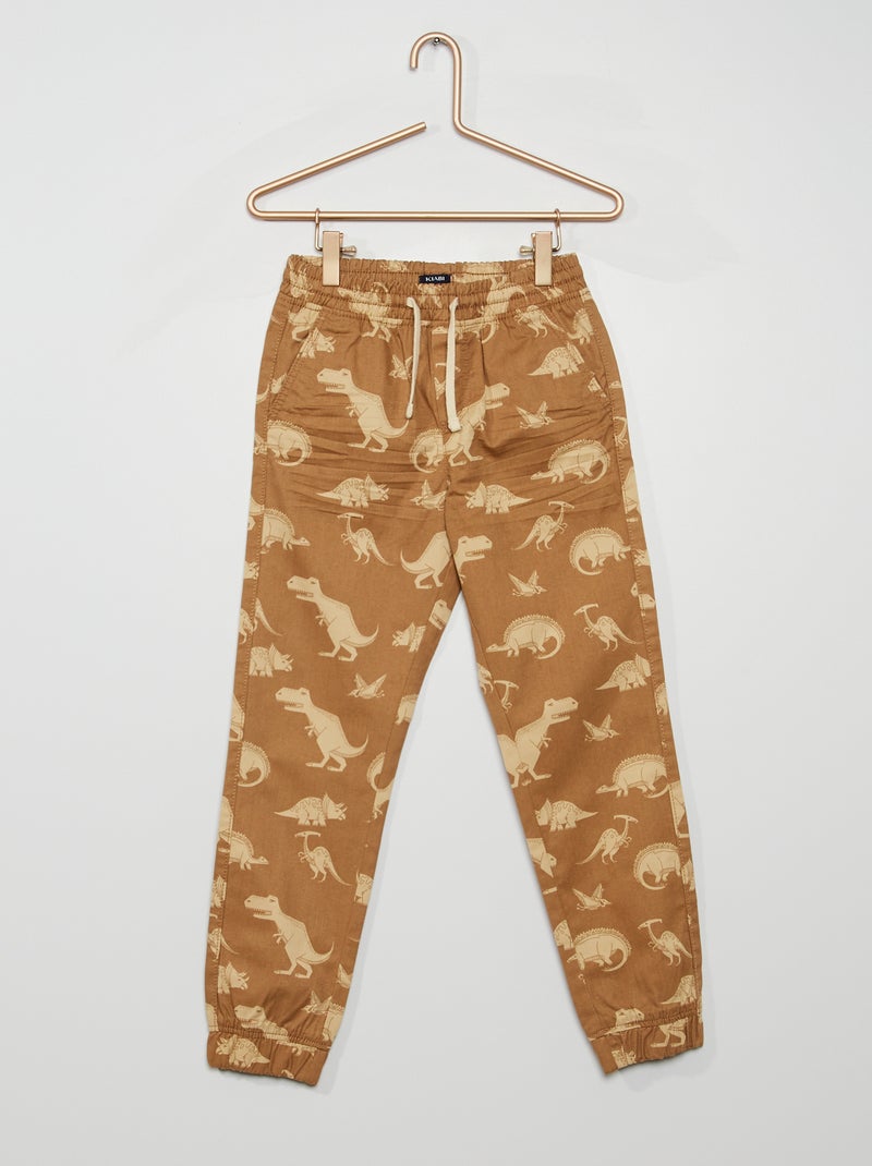 Pantalon regular imprimé 'dinosaures' beige - Kiabi
