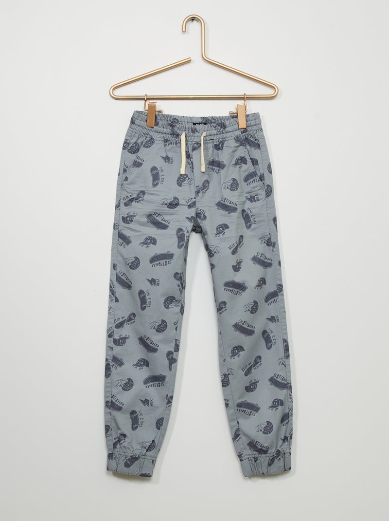 Pantalon regular imprimé 'skate' gris - Kiabi