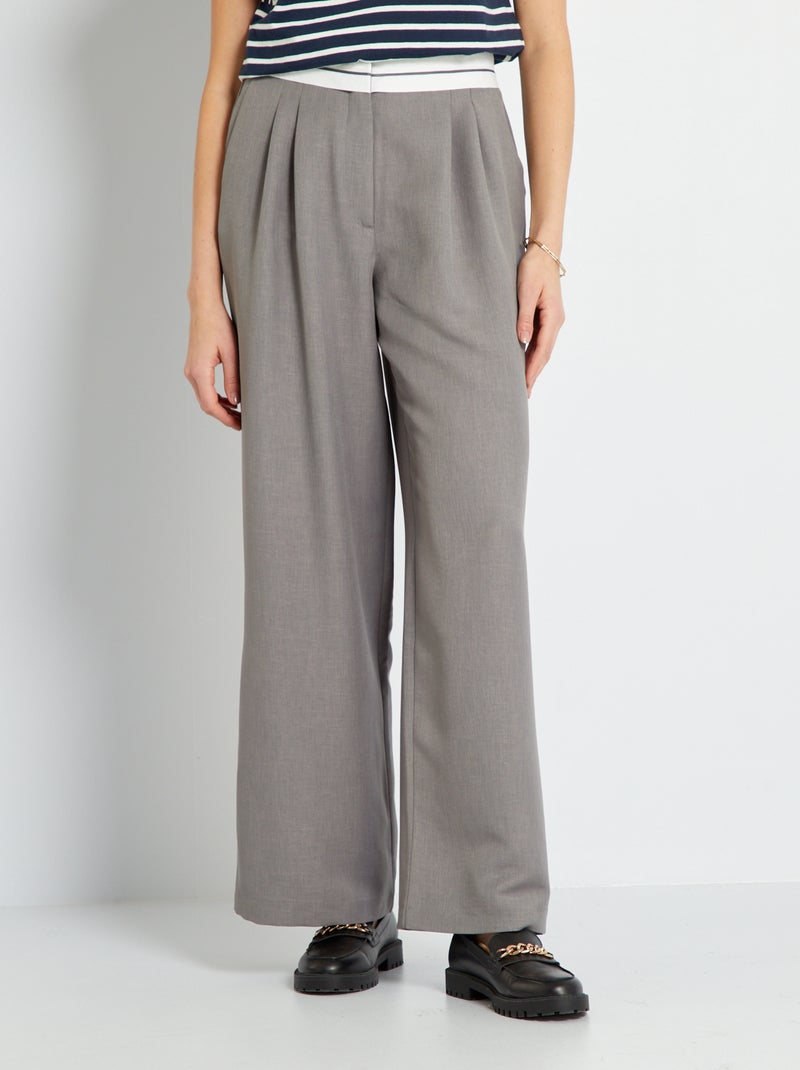Pantalon regular taille haute Gris - Kiabi