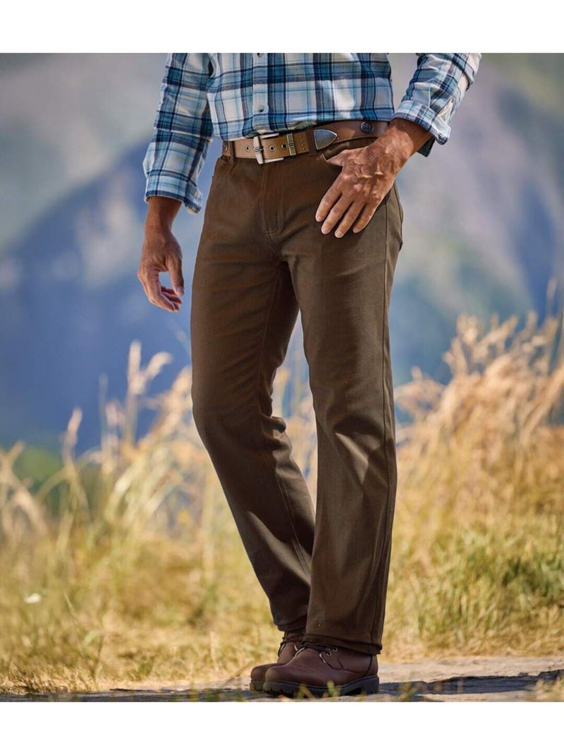 Pantalon Regular Twill Stretch Confort   - ATLAS FOR MEN Marron - Kiabi
