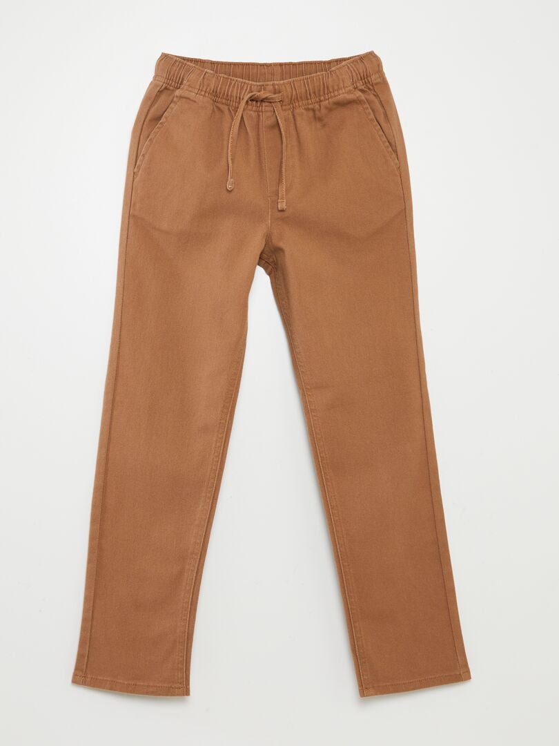 Pantalon regular uni Marron - Kiabi