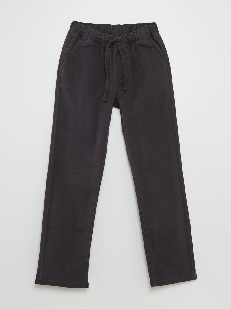 Pantalon regular uni noir - Kiabi