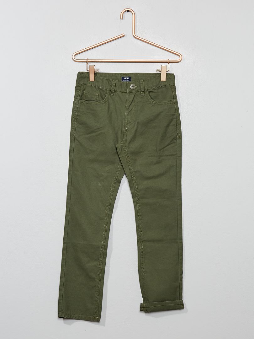 Pantalon regular uni vert foncé - Kiabi