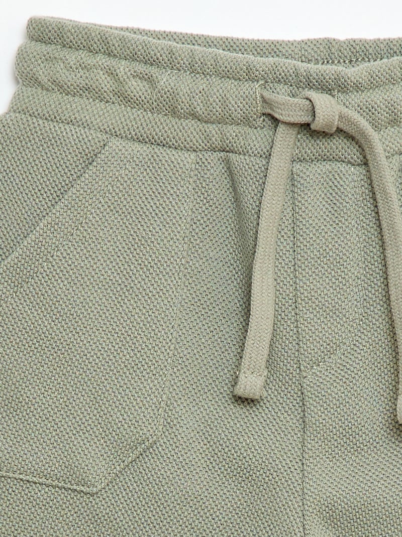 Pantalon relax en maille piquée Kaki - Kiabi