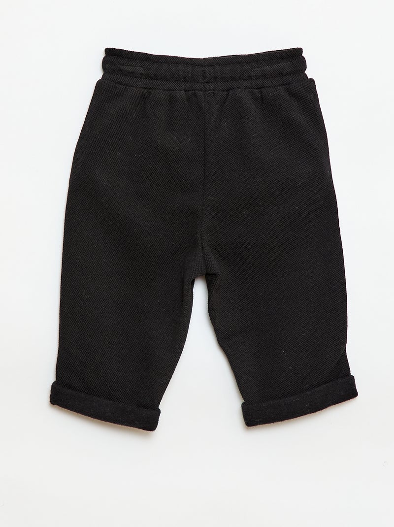 Pantalon relax en maille piquée Noir - Kiabi