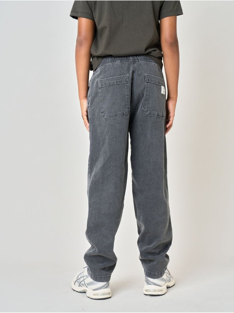 Pantalon relaxed garçon en coton denim 'deeluxe' Gris - Kiabi