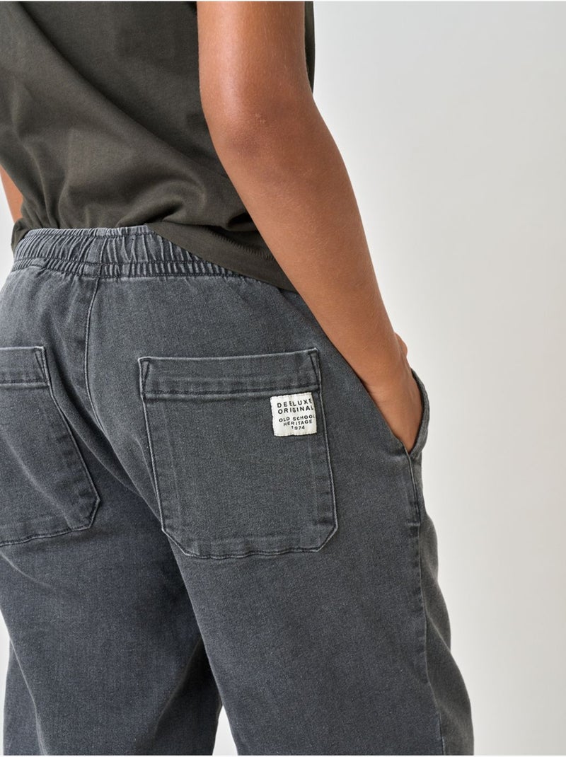 Pantalon relaxed garçon en coton denim 'deeluxe' Gris - Kiabi