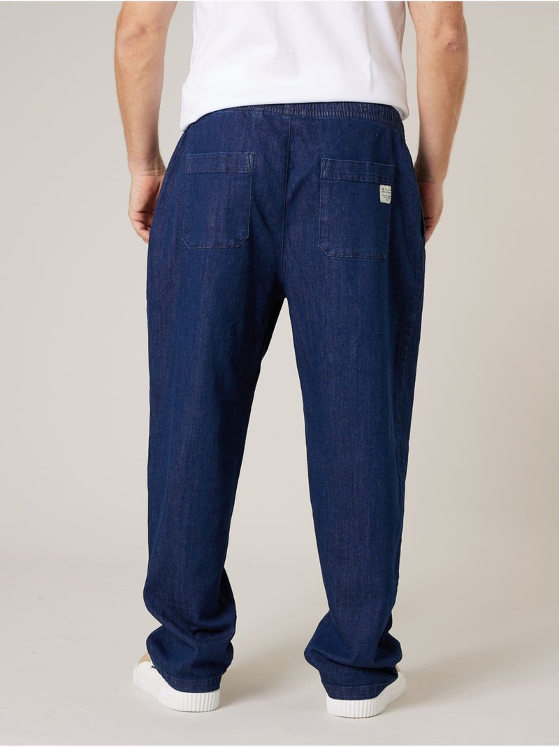 Pantalon relaxed homme en chambray 'Deeluxe' Bleu - Kiabi