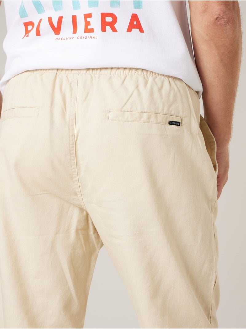 Pantalon relaxed homme en coton et lin 'Deeluxe' Beige - Kiabi