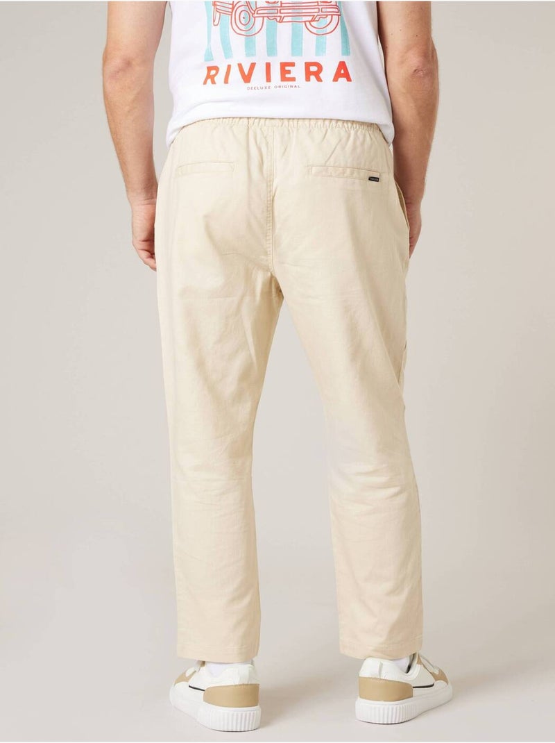 Pantalon relaxed homme en coton et lin 'Deeluxe' Beige - Kiabi