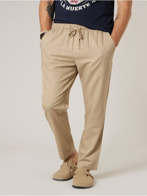 Pantalon relaxed homme en coton et lin 'Deeluxe' - Kiabi