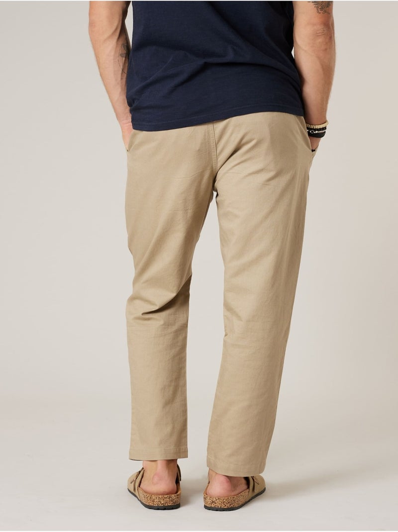 Pantalon relaxed homme en coton et lin 'Deeluxe' Beige sable - Kiabi