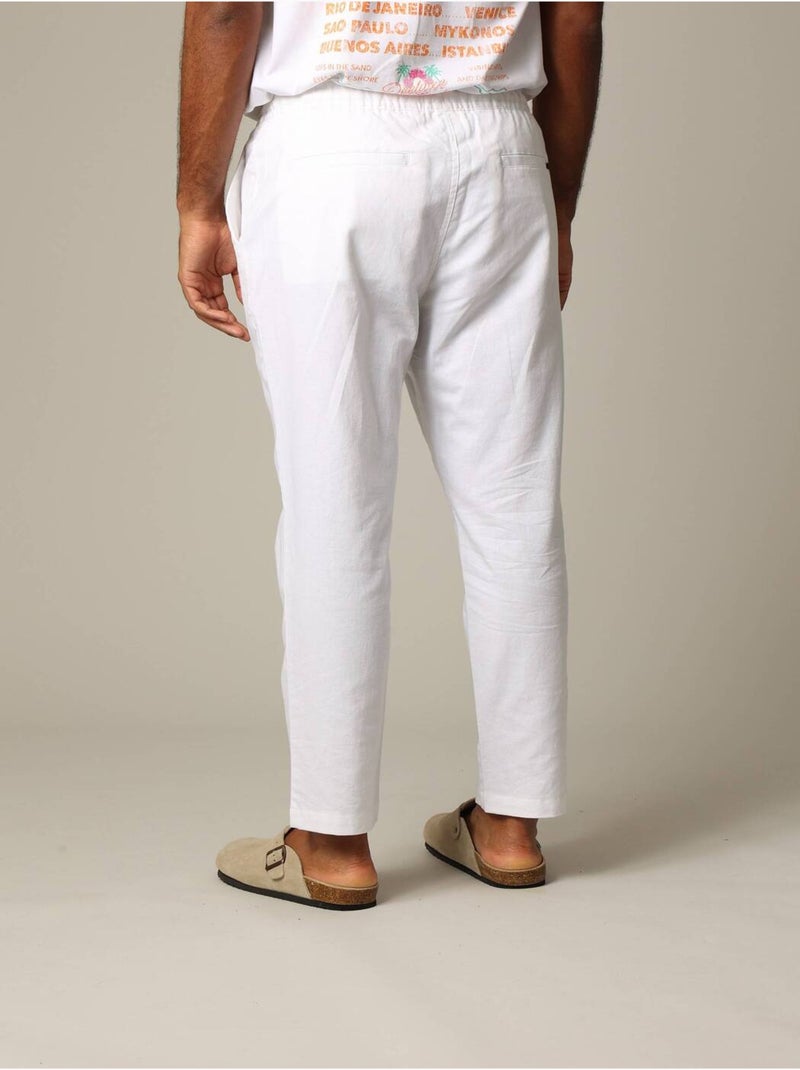 Pantalon relaxed homme en coton et lin 'Deeluxe' Blanc - Kiabi