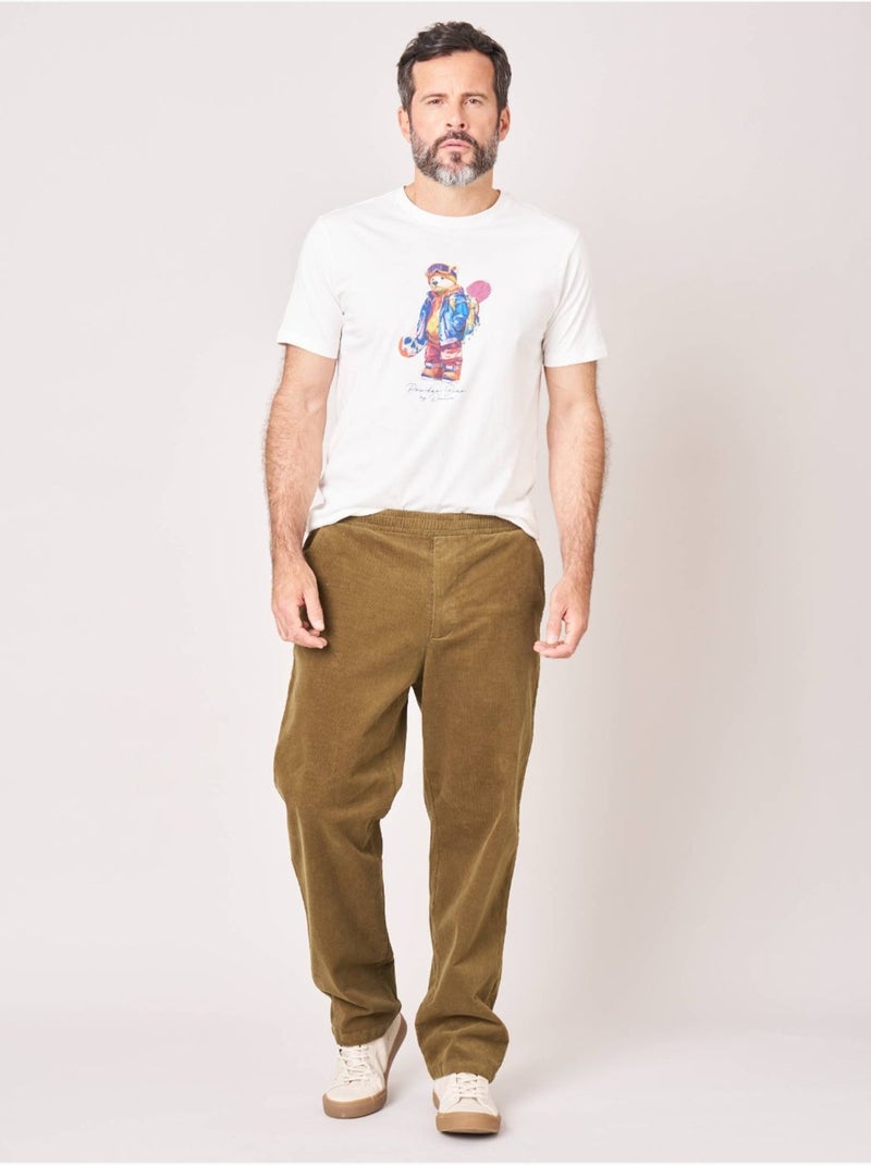 Pantalon relaxed homme velours côtelé 'deeluxe' Beige foncé - Kiabi