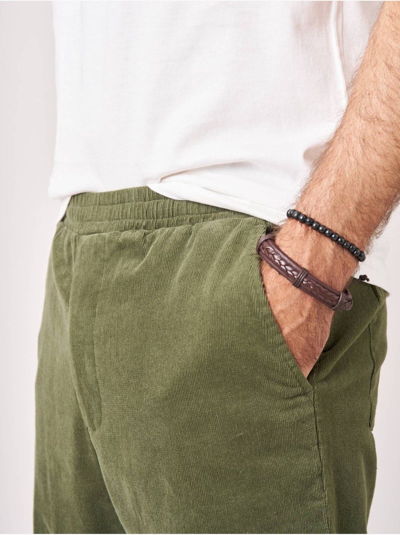 Pantalon relaxed homme velours côtelé 'deeluxe' Vert bouteille - Kiabi