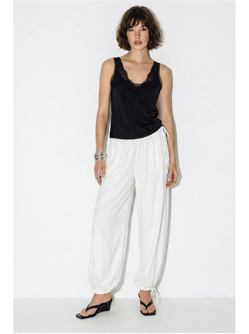 Pantalon salwar femme longueur cheville à nouer lucci Blanc - Kiabi