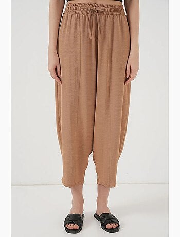 Pantalon salwar texturé longueur cheville avec cordon de serrage à la taille bdart