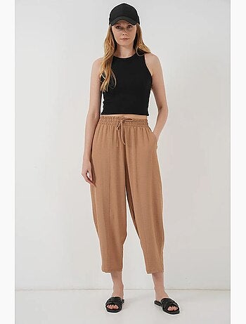 Pantalon salwar texturé longueur cheville avec cordon de serrage à la taille bdart