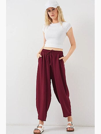 Pantalon salwar texturé longueur cheville avec cordon de serrage à la taille bdart