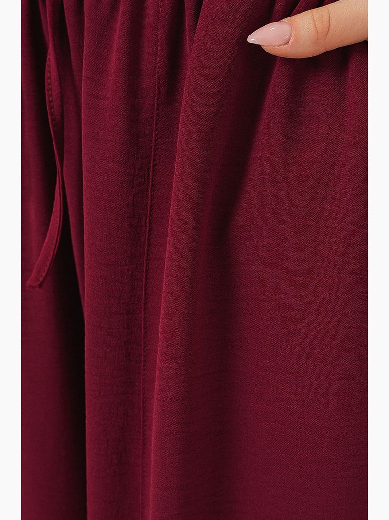 Pantalon salwar texturé longueur cheville avec cordon de serrage à la taille bdart Rouge bordeaux - Kiabi
