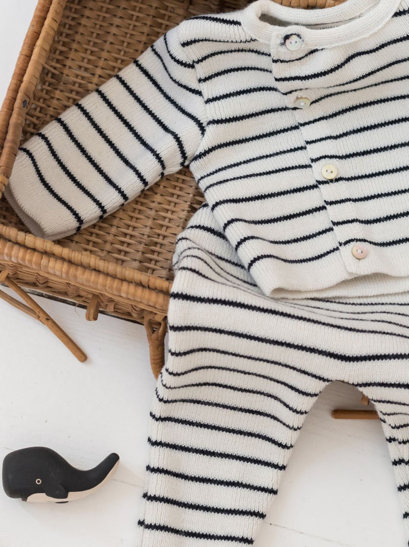 Pantalon sans Pieds Blanc Bleu - Kiabi