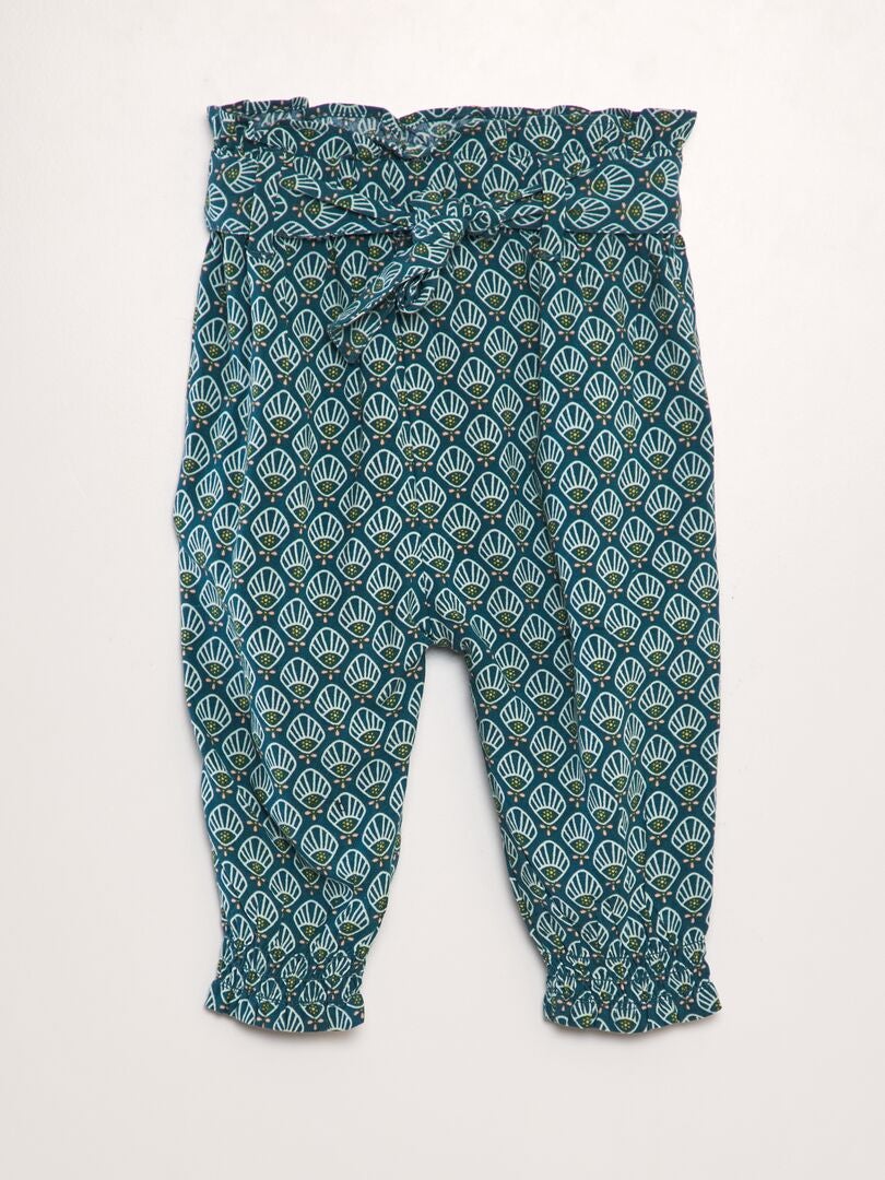 Pantalon sarouel à motif Bleu vert - Kiabi
