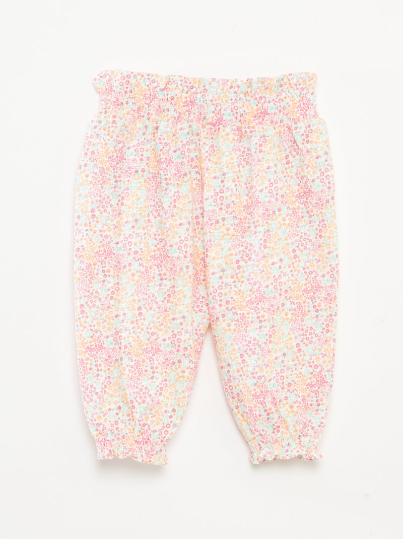 Pantalon sarouel chiné et imprimé BLANC - Kiabi