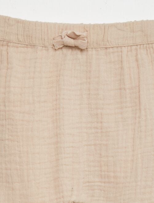 Pantalon sarouel en gaze de coton - Kiabi