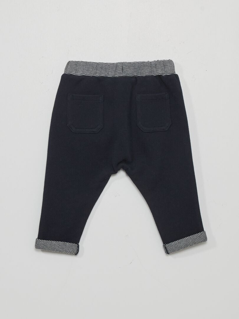 Pantalon sarouel en piqué bleu marine - Kiabi