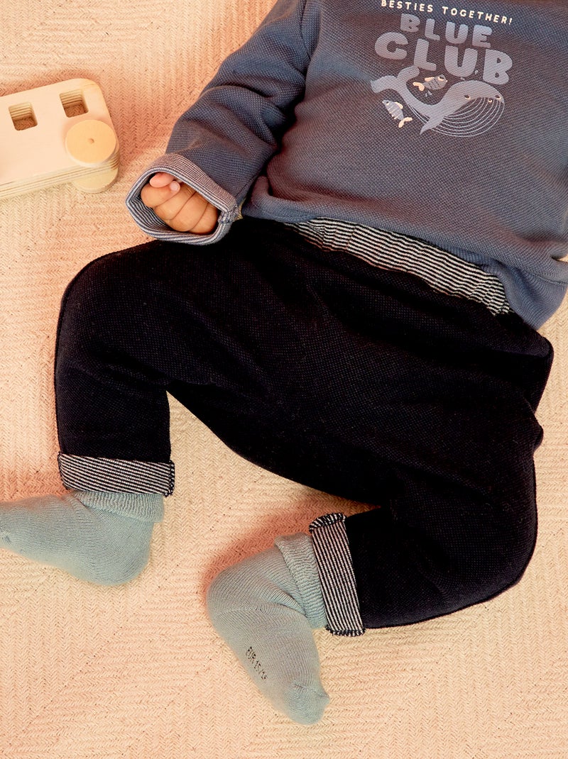 Pantalon sarouel en piqué bleu marine - Kiabi