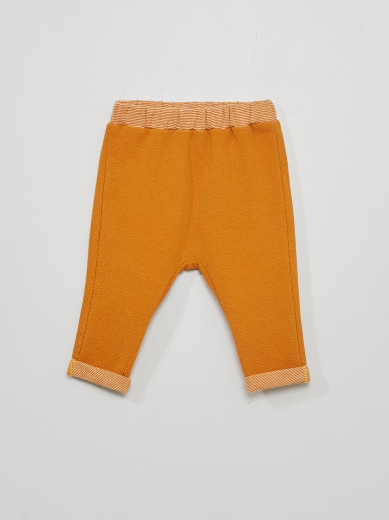 Pantalon sarouel en piqué Jaune moutarde - Kiabi