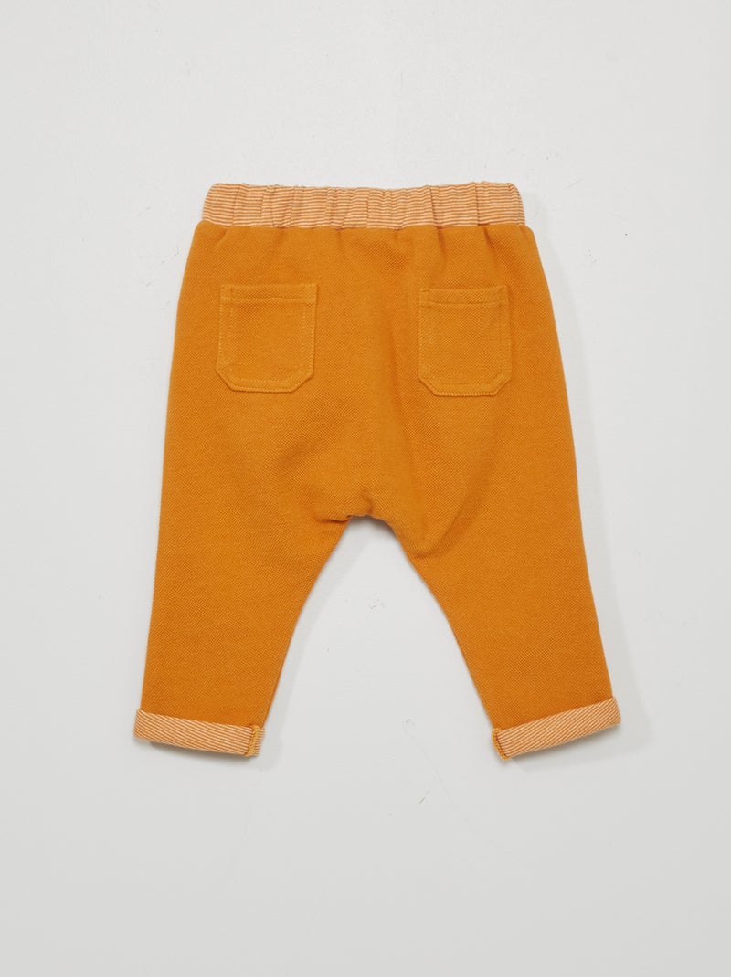 Pantalon sarouel en piqué Jaune moutarde - Kiabi