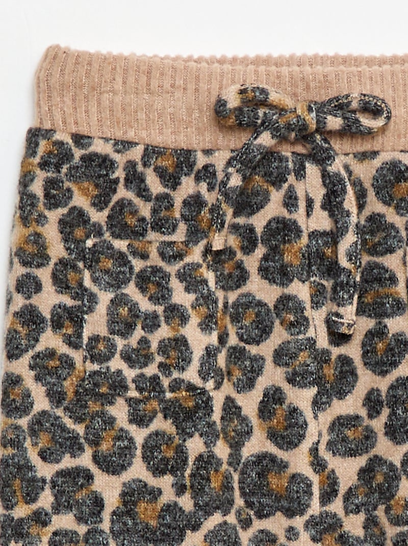 Pantalon sarouel en tricot léopard Beige - Kiabi