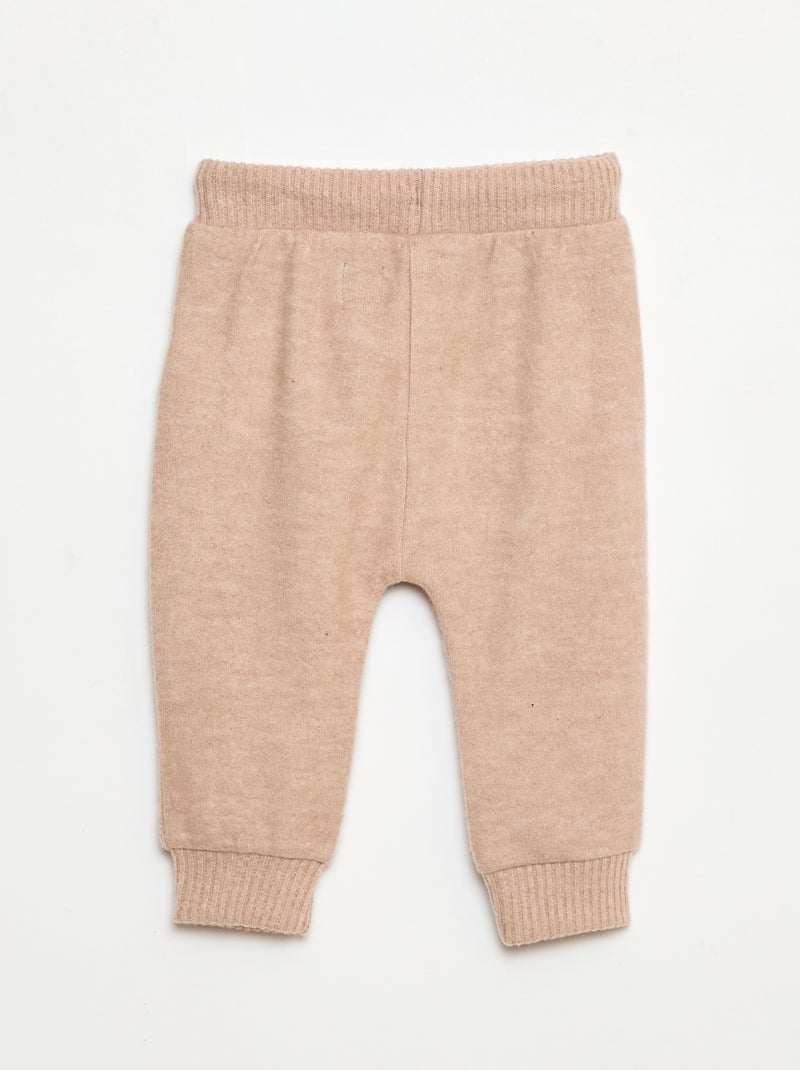 Pantalon sarouel en tricot uni Beige - Kiabi