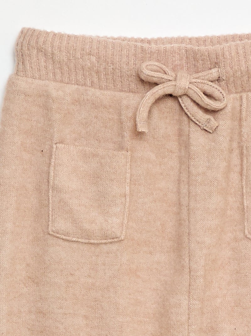Pantalon sarouel en tricot uni Beige - Kiabi