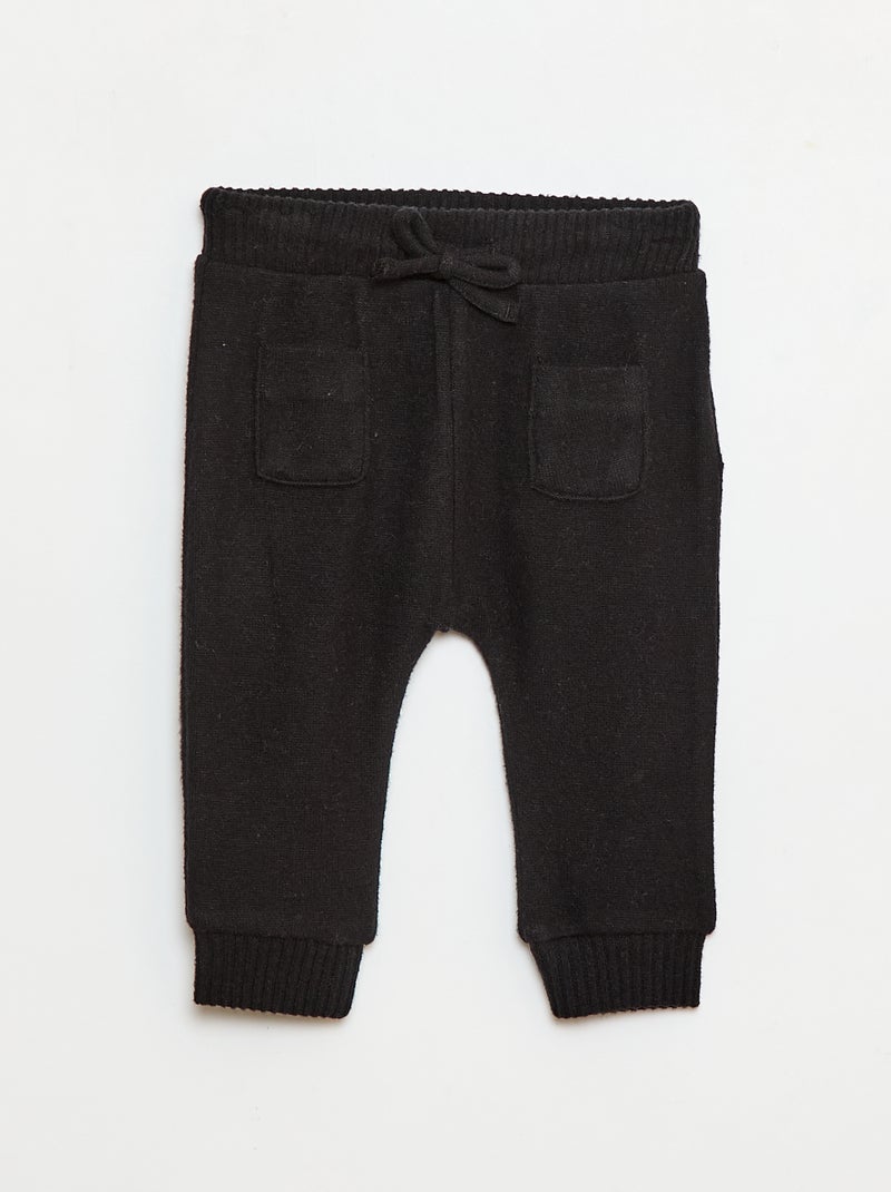 Pantalon sarouel en tricot uni Noir - Kiabi