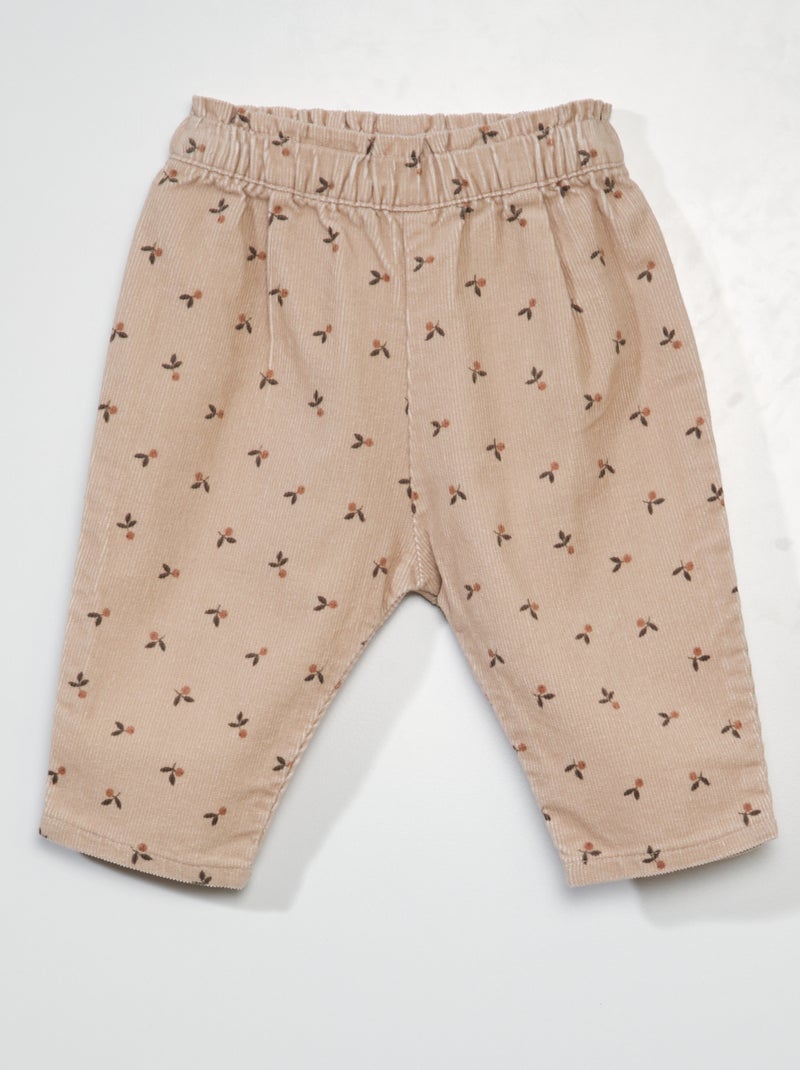 Pantalon sarouel en velours Rose - Kiabi