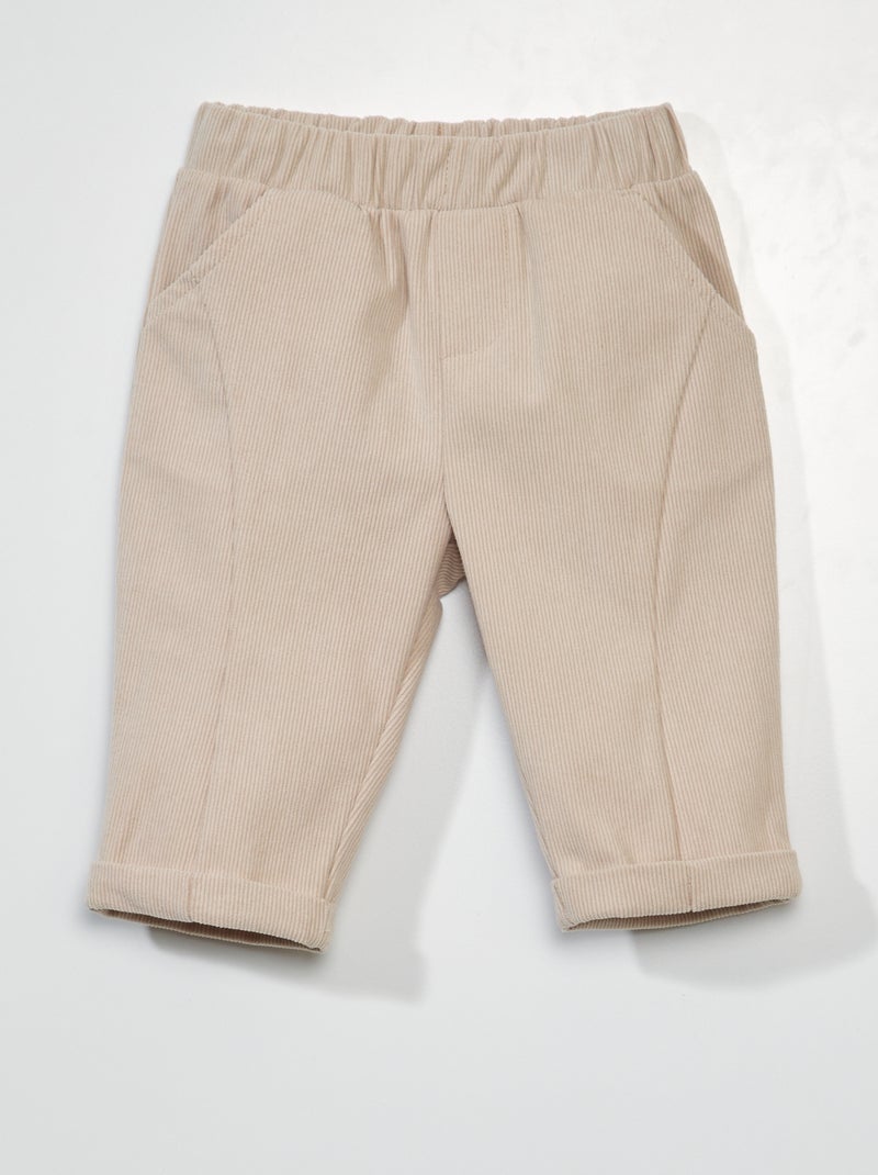 Pantalon sarouel en velours Rose - Kiabi