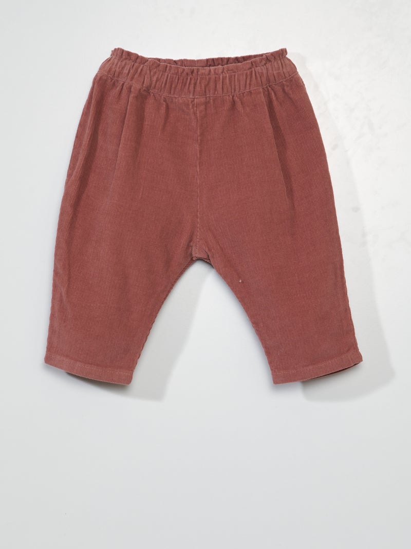 Pantalon sarouel en velours Rose foncé - Kiabi
