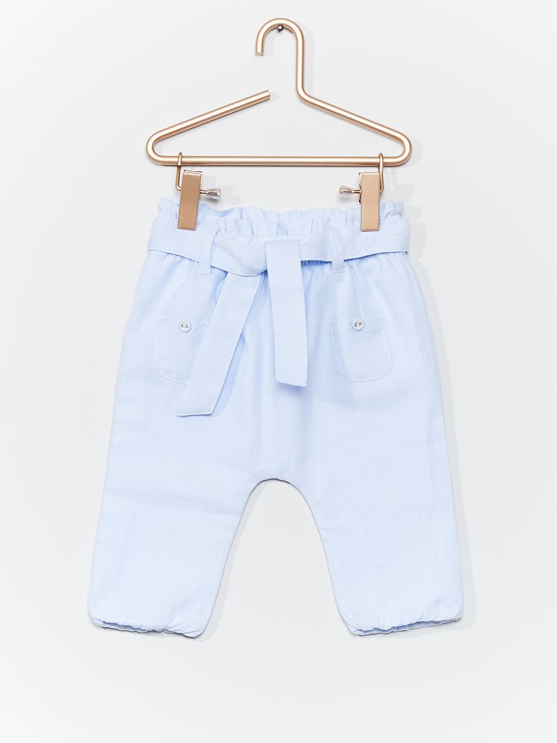 Pantalon sarouel pur coton bleu - Kiabi