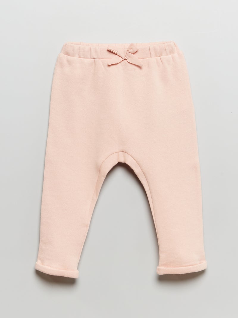 Pantalon sarouel uni Rose nacré - Kiabi