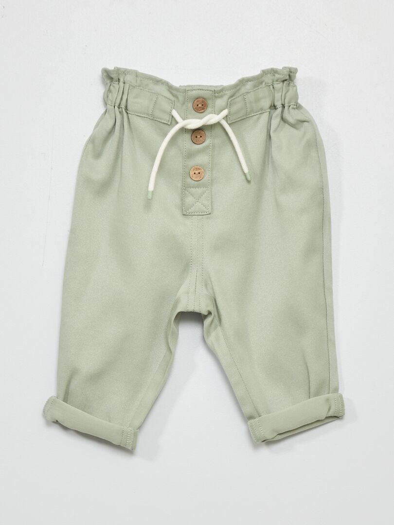 Pantalon sarouel uni vert cendré - Kiabi